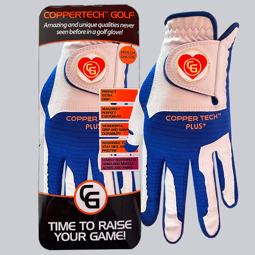 'LOVE TO GLOVE YOU' SPECIAL COPPERTECH PLUS ELITE GRIP WHITE/ROYAL BLUE GLOVE