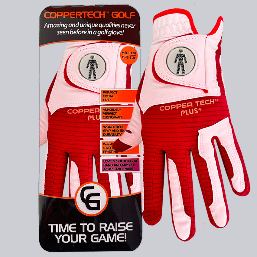 PROSTATE CANCER UK CHARITY COPPERTECH PLUS ELITE GRIP WHITE/RED GLOVE