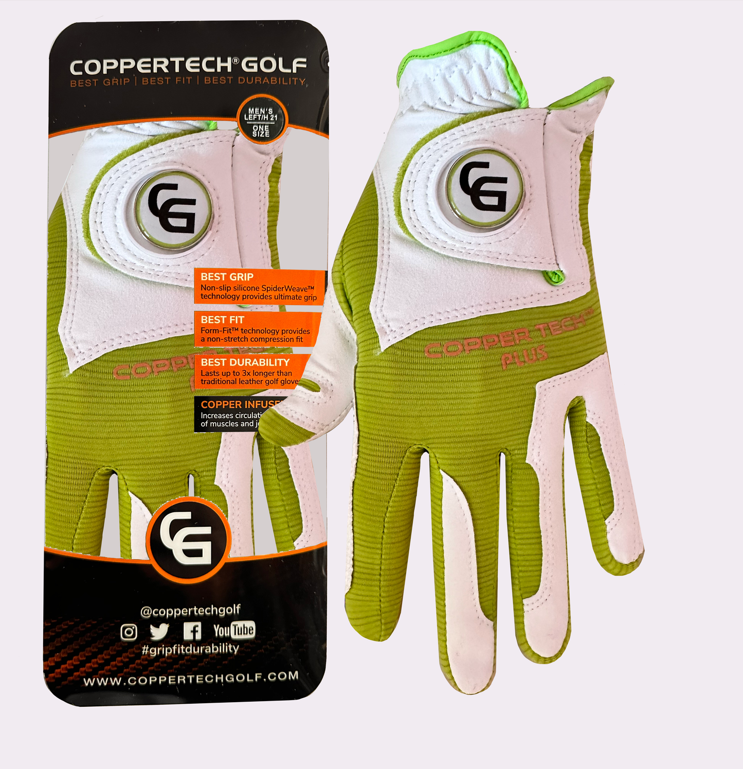 WHITE/LIME COPPERTECH PLUS GLOVE