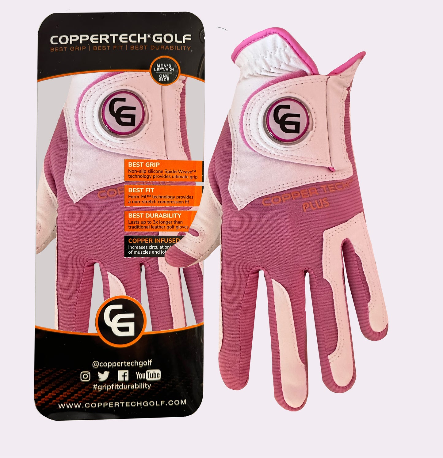 WHITE/PINK COPPERTECH PLUS GLOVE