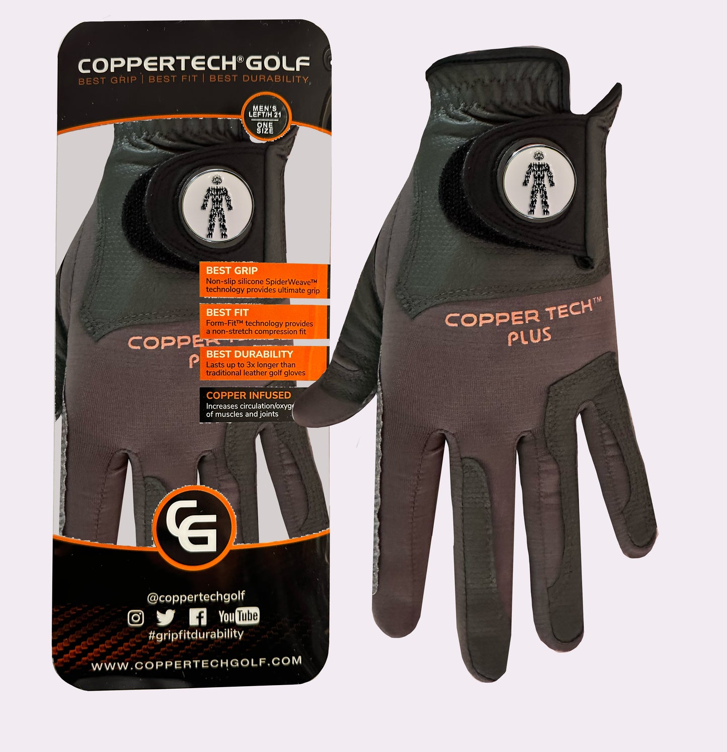 PROSTATE CANCER UK CHARITY CHARCOAL/GREY COPPERTECH PLUS GLOVE