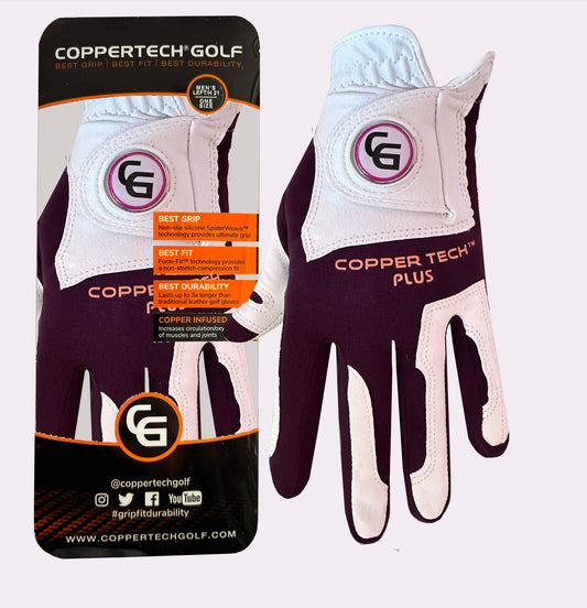 WHITE/PURPLE COPPERTECH PLUS GLOVE